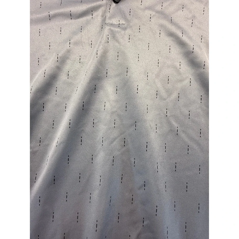 Adidas Mens Polo Shirt Large Gray Dashed Print Short Sleeve Performance Golf Top